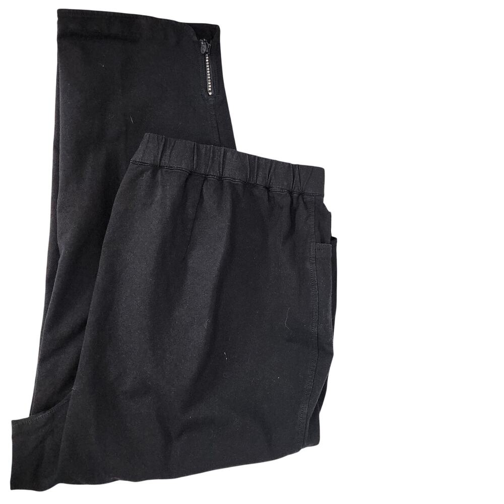 Quacker Factory Dream Jeannes Womens Zip Ankle Pants 3X Dark Knit Black A344053 - Picture 3 of 12